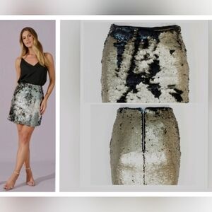 mark. Black and Silver Sequin Pencil Skirt